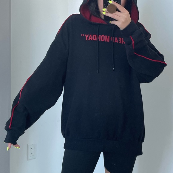 Cheap Monday Hoodie In Black With Red Side Stripe - Picture 2 of 5